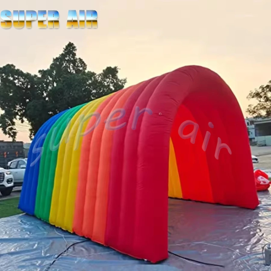 Hot sale outdoor colorful inflatable tunnel tent huge inflatable rainbow tent for event advertising