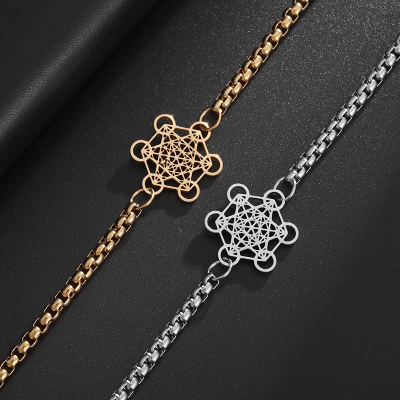 Stainless Steel Archangel Seal Metatron Cube Chain Six Star Array Bracelet Retro Array Jewelry Fashionable and Versatile