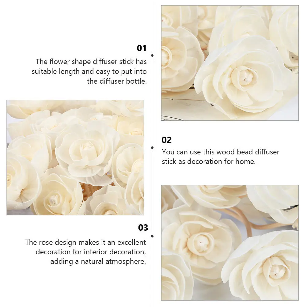 6Pcs Aromatherapy Rattan Flower Diffuser Sticks Rose Design Suitable for Home Office Hotel Essential Oil Reed Diffuser Vines