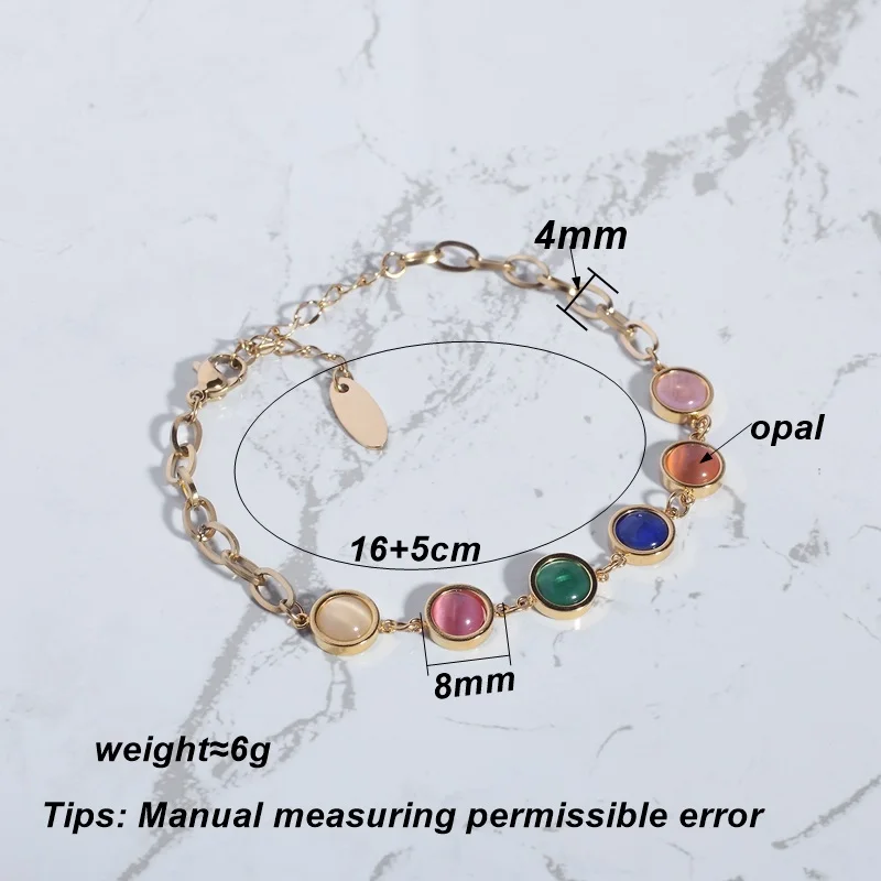 KITEAL 2024 trend large Gold color Girl bracelets Colored Cat's Eye Stone Bracelet one orientation Factory Wholesale