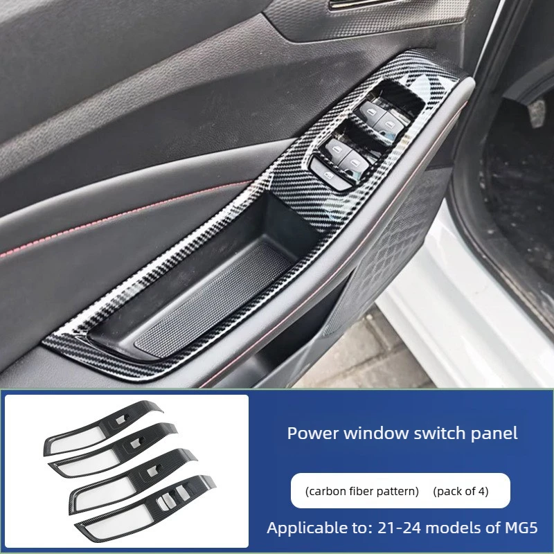

For MG MG5 2021 2022 2023 2024window lift button decorative frame glass lift switch frame interior modification ABS Carbon fiber