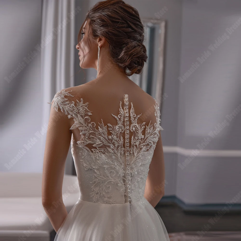 Vestidos De Casamento Branco A Linha, Vestidos De Noiva Sem Mangas, Ilusão Sexy, Esfregando Comprimento, Princesa, Querida