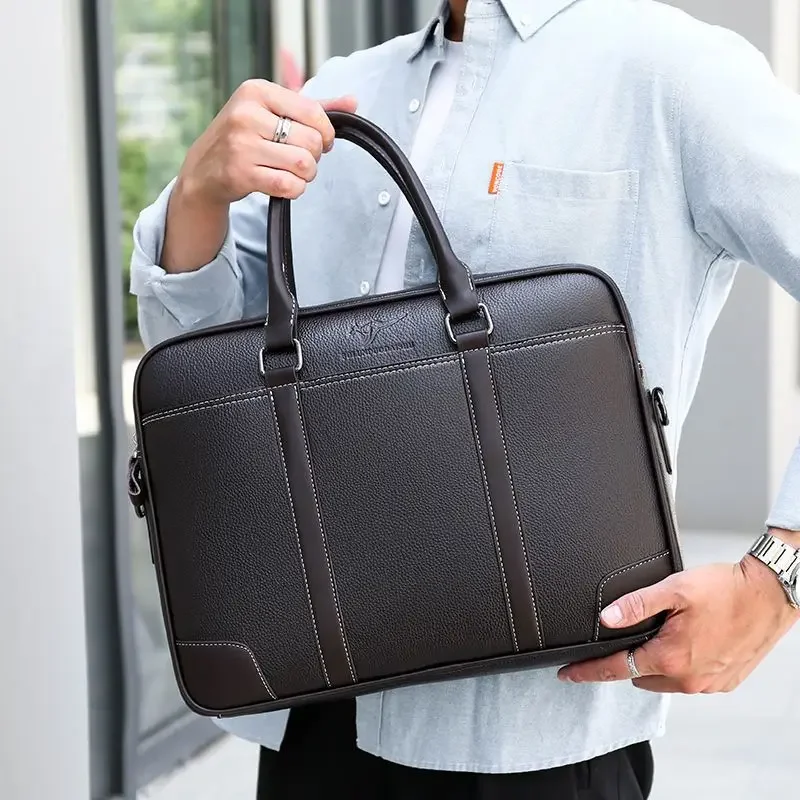 2027 New Business Laptop Bags Pu Leather Men's Briefcase Luxury Brand Male Handbags Men Messenger 14 Inch Computer Bag