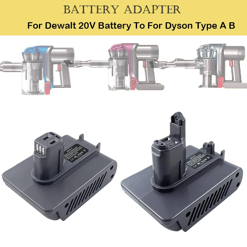 Battery Adapter for Dewalt 20V Battery to for Dyson Type A Type B Handheld Vacuum Cleaner DCB205 DCB200 DCB180 DC35 DC44 DC45