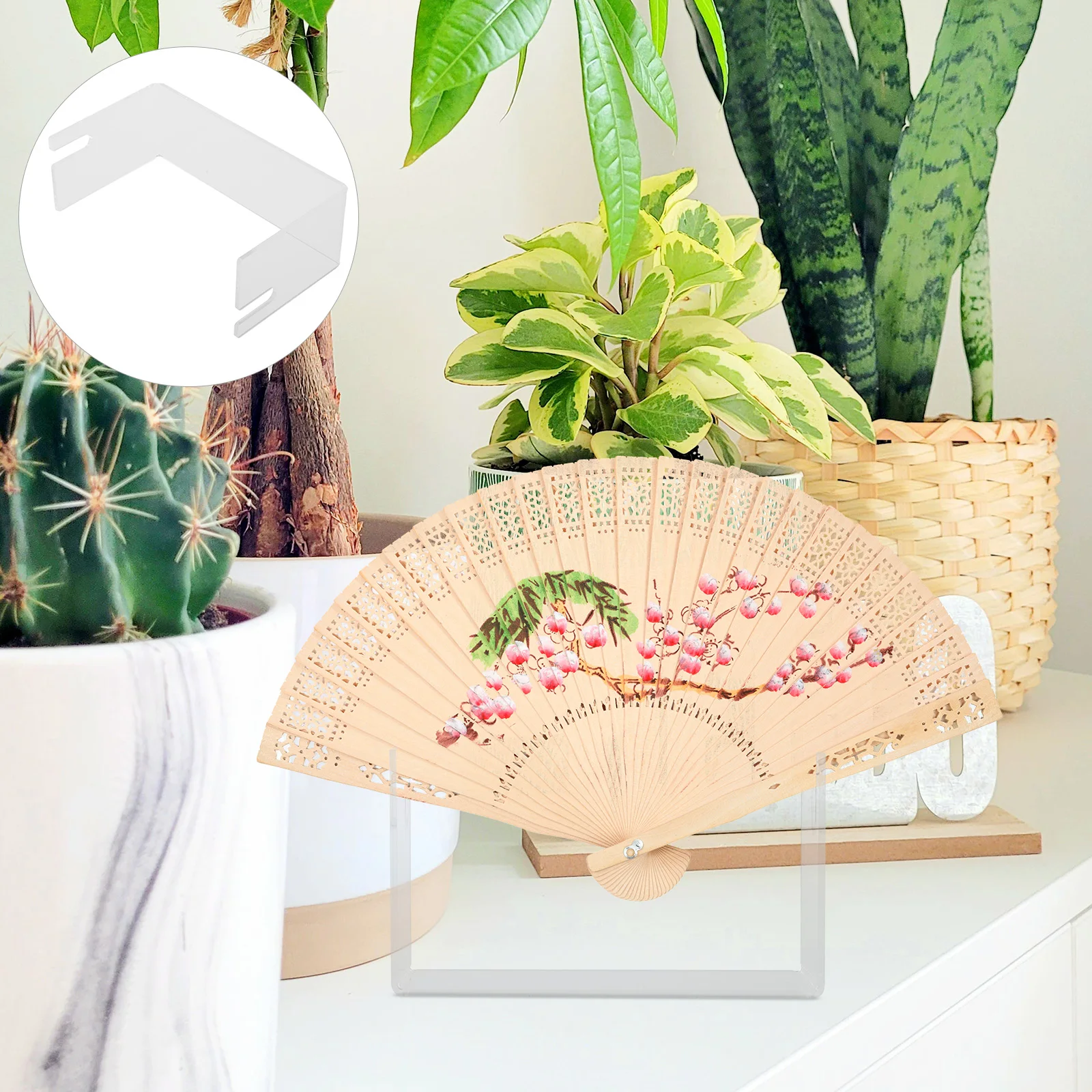 

1PCS Acrylic Transparent Stand for Folding Paper Fans Stable Base Holder Collectibles Pedestal Stands Japanese Clear