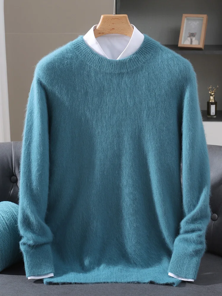 TLOML الخريف الشتاء الرجال 100% المنك سترة الكشمير المعنقة س الرقبة البلوز الأساسية الذكية عادية لينة الدافئة أسفل سميكة المنك الكشمير