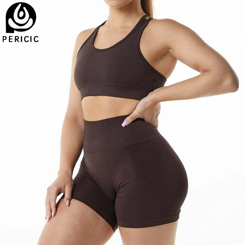 2 Piece Amplify Seamless Yoga Set Women Sportswear Sports Bra High Waist Yoga Shorts Set GYM Fitness Clothes Workout Tracksuit