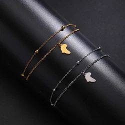 Unift African Layer Chain Bracelet for Women Tiny Egyptian Ankh Cross Africa Map Stainless Steel Charms Fashion Ethnic Jewelry