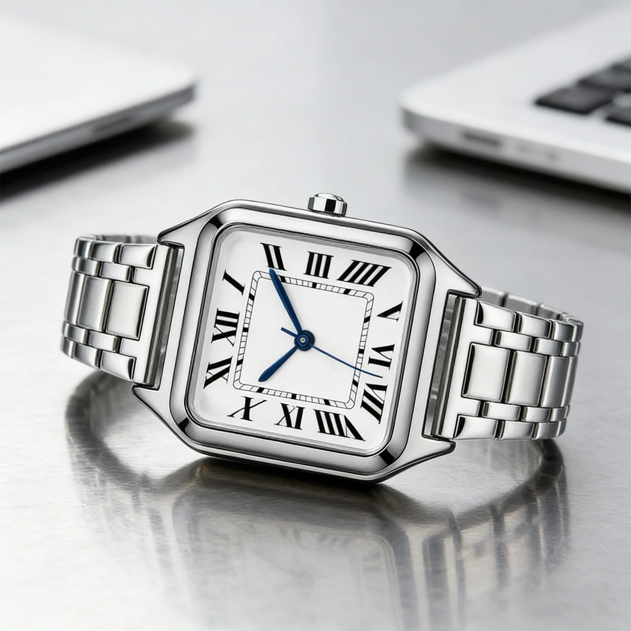 Classic Middle Eastern Roman Digital Quartz Watch Stainless Steel Alloy Watch Men's Fashion Waterproof Sports Watch