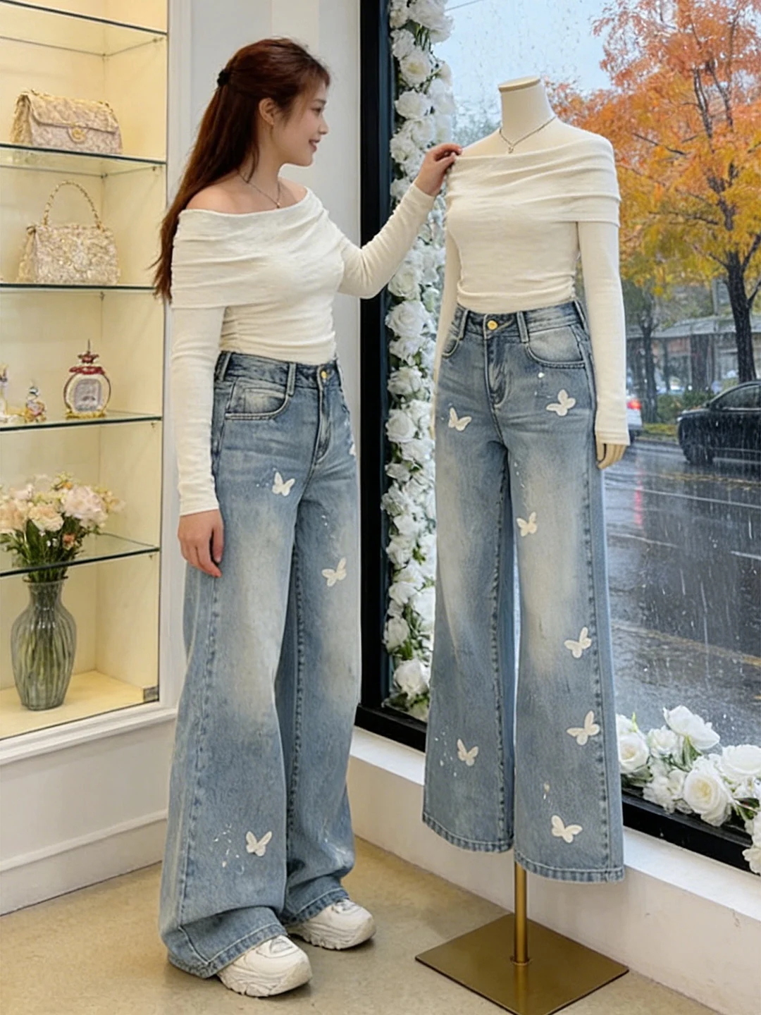 

Retro Print Wide Leg Jeans Women's plus Size Spring New Sle Slimming for Pear aped Body High Waist Comfortable ...