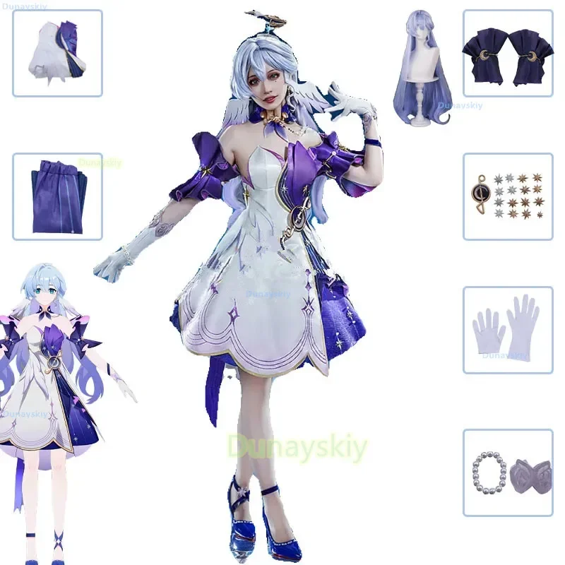 Jogo de Anime Cosplay para Mulheres, Robin, Trilho Estrela Honkai, Roupas, Sapatos, Uniforme, Idol Singer, Irmão, Halloween Party Prop, Mulher