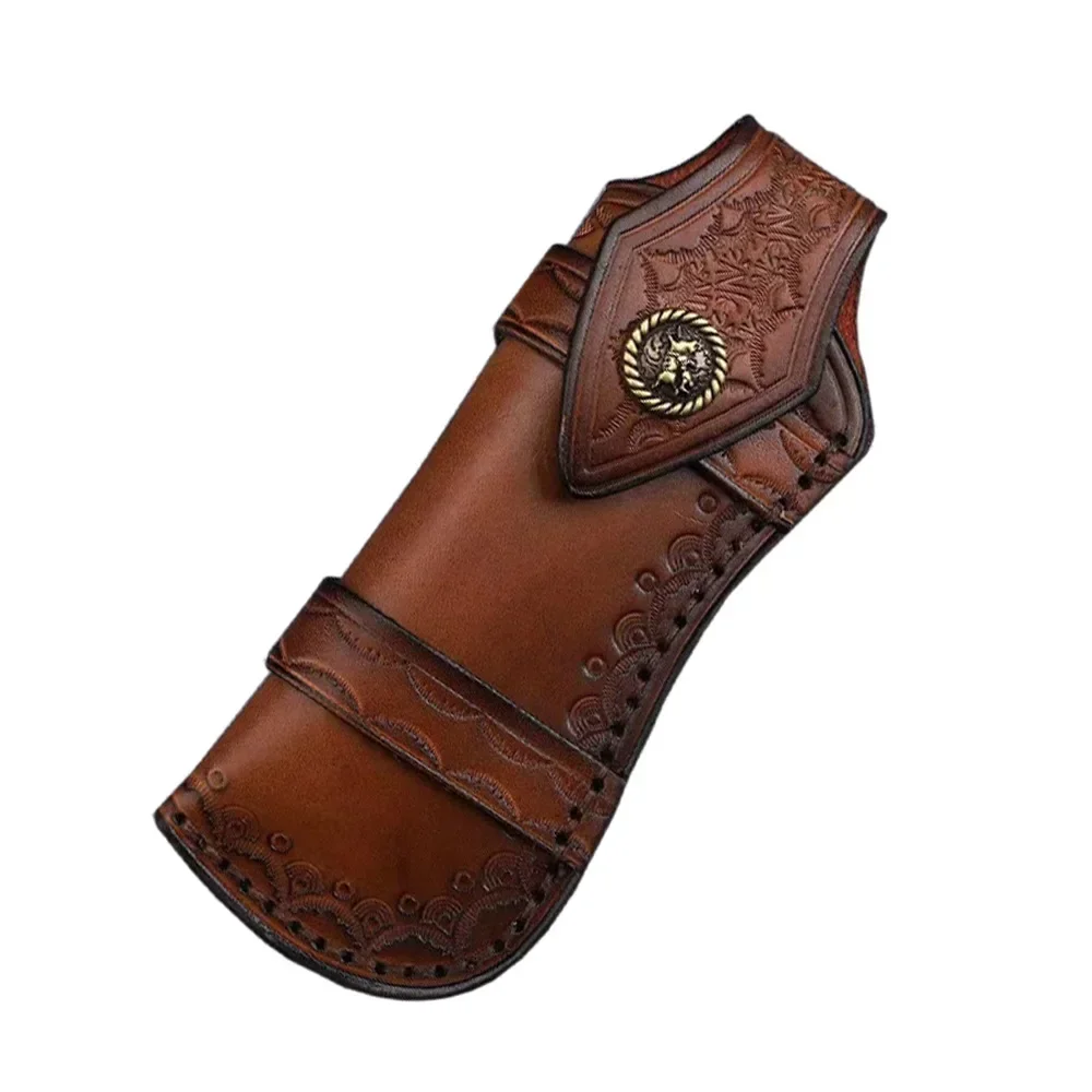 Large Size First Layer Cowhide Scabbard  Folding Knife Sleeve Holder Scabbard Universal Knife Cover  Camping Knife Holsters