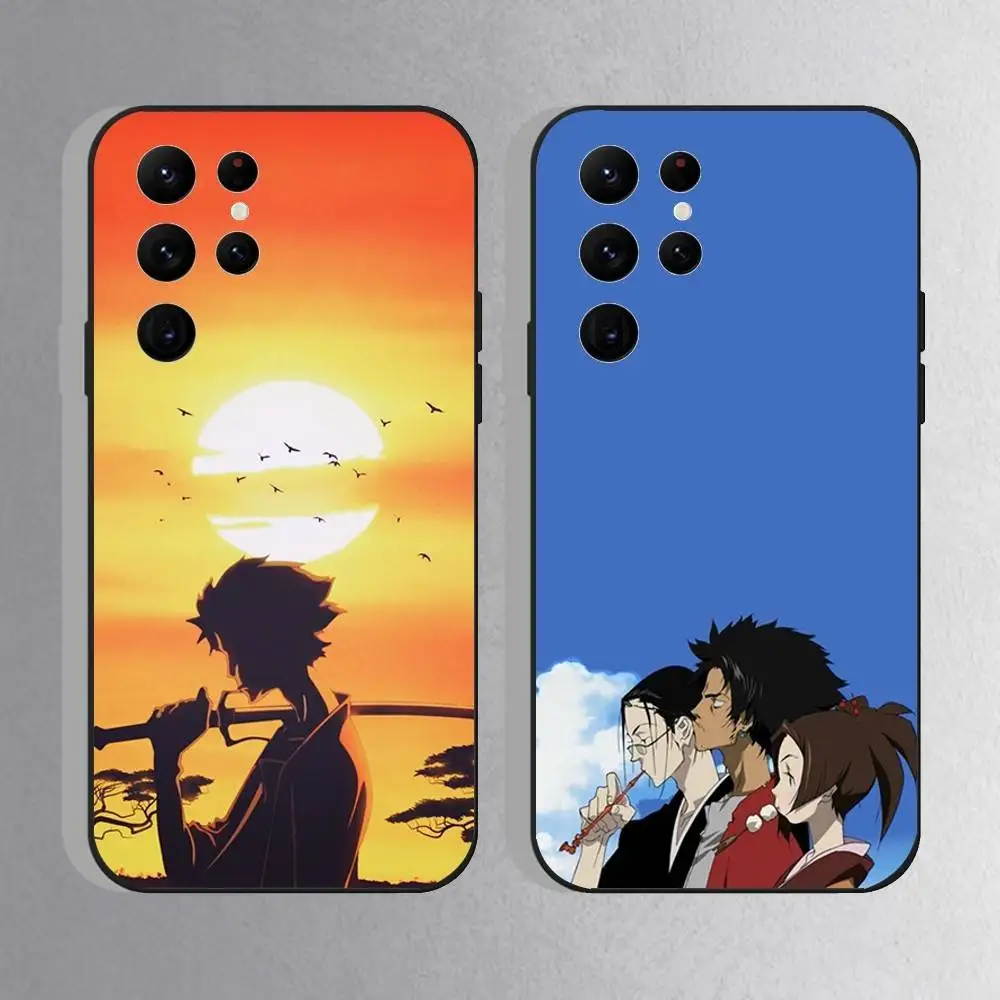 Custodia per telefono Samurai Champloo Anime per Samsung S25, S24 Ultra, S20, S30 plus, S22 Plus, S23, Ultra 5G Custodia in silicone nero