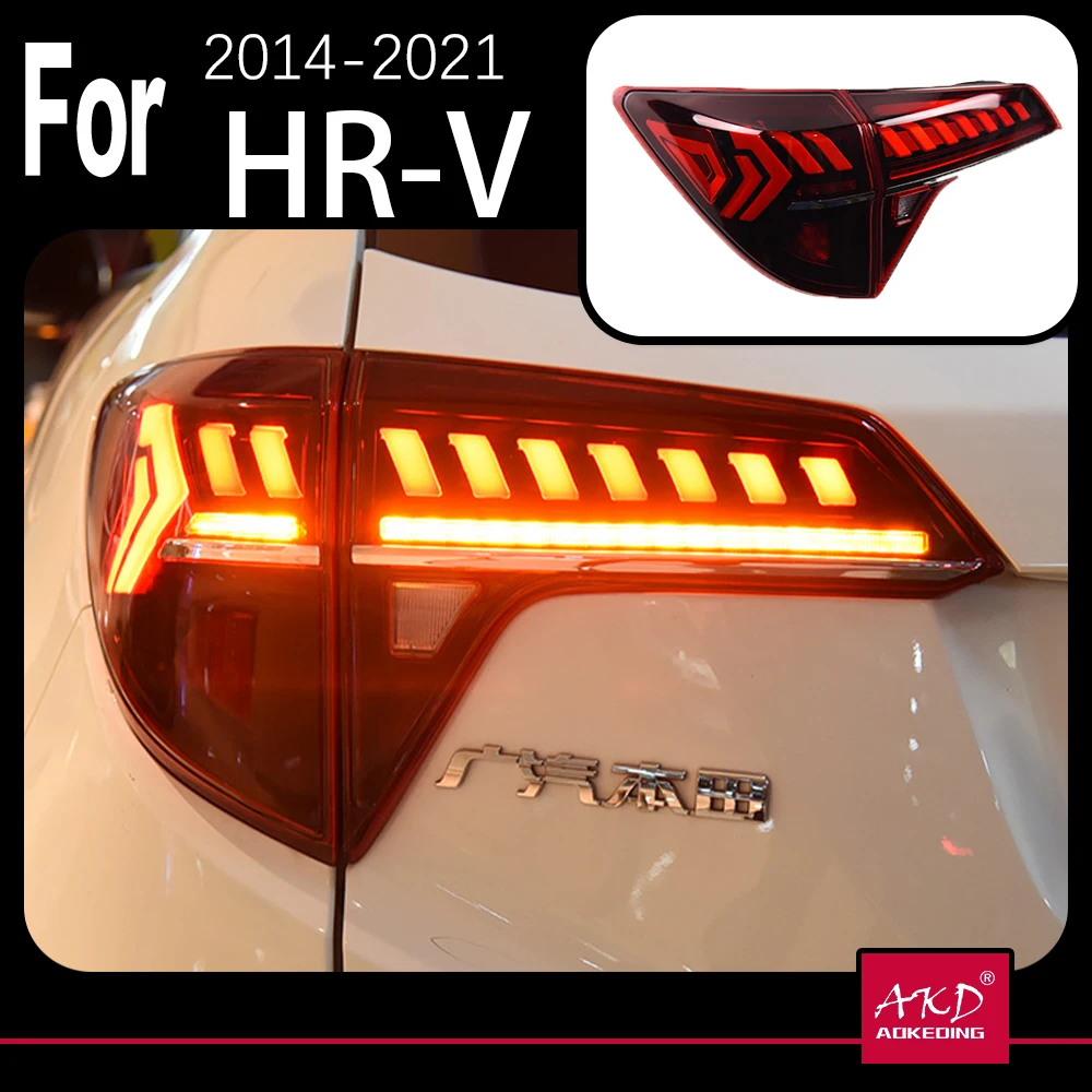 AKD Car Model for HR-V Tail Lights 2014-2020 Vezel LED Tail Light HRV LED Rear Lamp DRL Signal Brake Reverse Auto Accessories