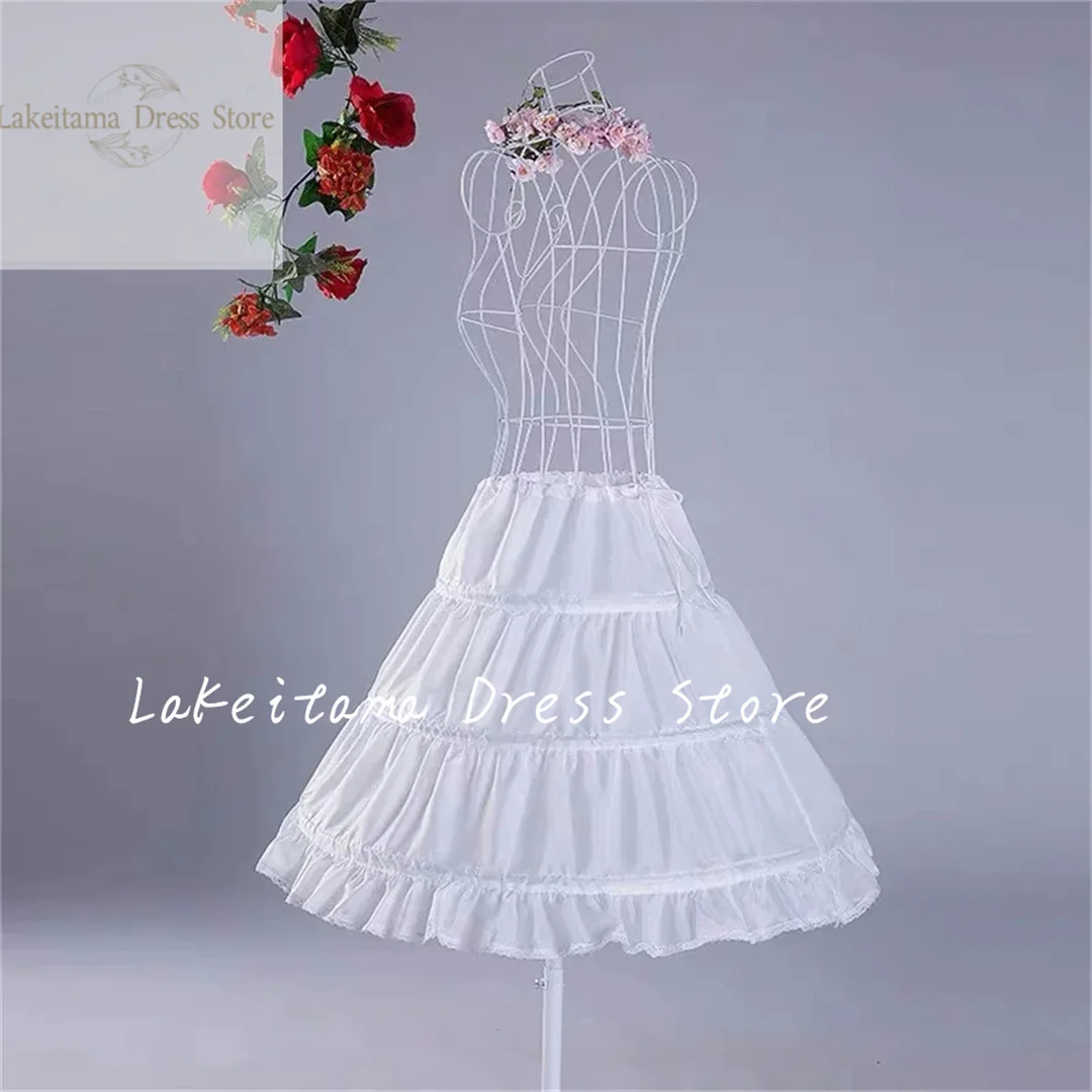 

Children White 3 Hoops Petticoat Crinoline Slip Underskirt For Ball Gown Wedding Dress Kids Bridal Girls Adjustable Short Skirt