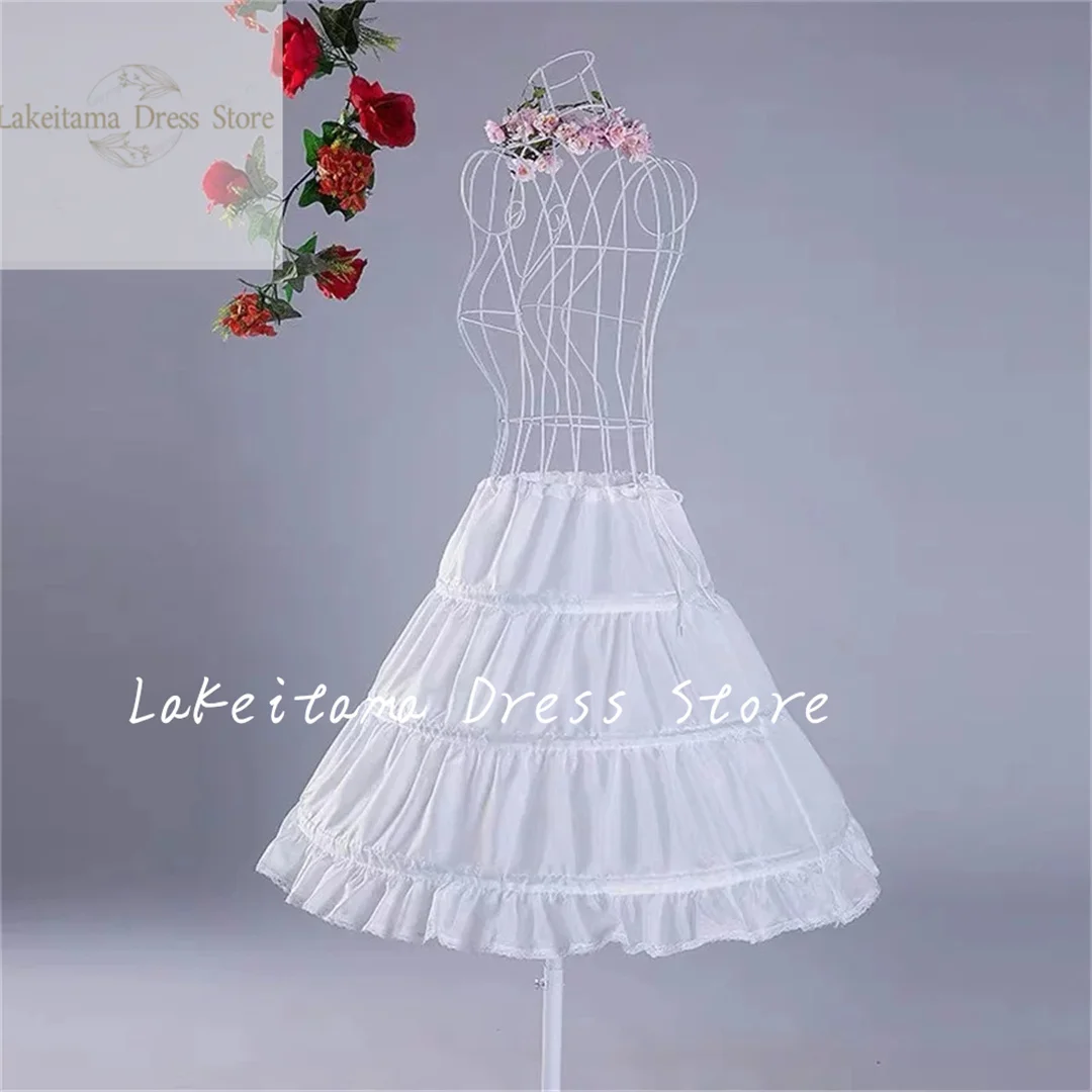 Children White 3 Hoops Petticoat Crinoline Slip Underskirt For Ball Gown Wedding Dress Kids Bridal Girls Adjustable Short Skirt