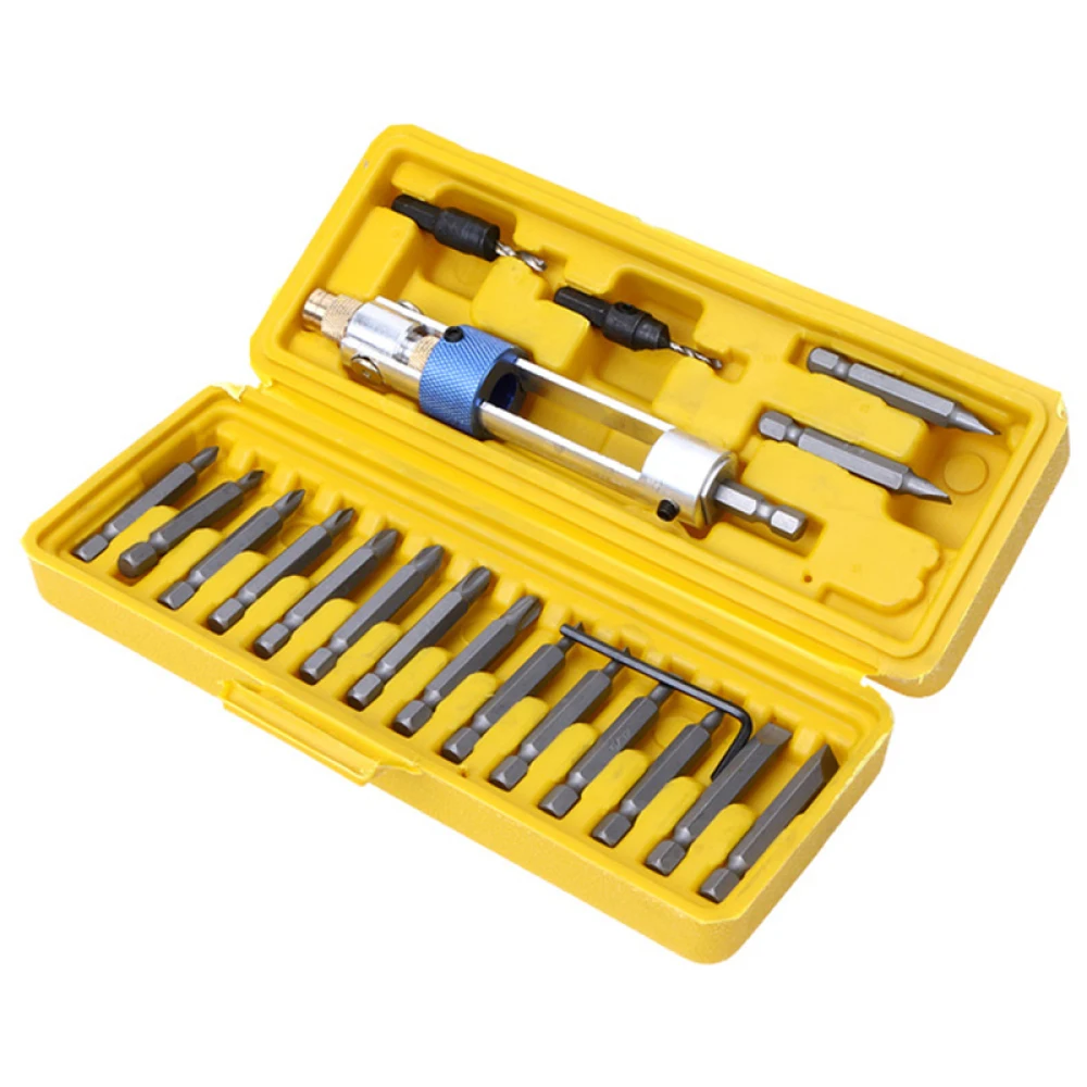 Set di utensili manuali per riparazioni domestiche generali fai-da-te elettriche da 20 pezzi HSS con custodia per utensili per la lavorazione del legno universale