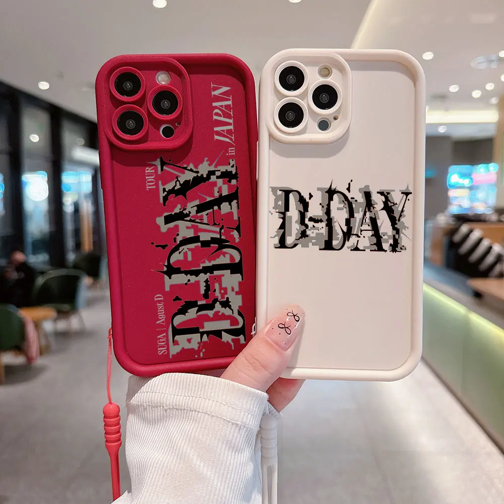 Hot Threebase Suga D-DAY Phone Case For Xiaomi Redmi Note 13 12s 12 11 10 9s 9 8 7 Pro Plus 4G 5G Soft TPU Back With Lanyard