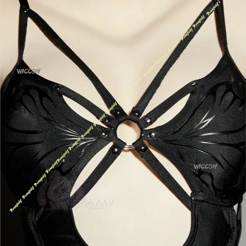 Cosplay Costume Woman Suit Butterfly Gothic Chiffon Black One-piece Swimsuit Onesie Girls Dress Bikini Daily Christmas Halloween
