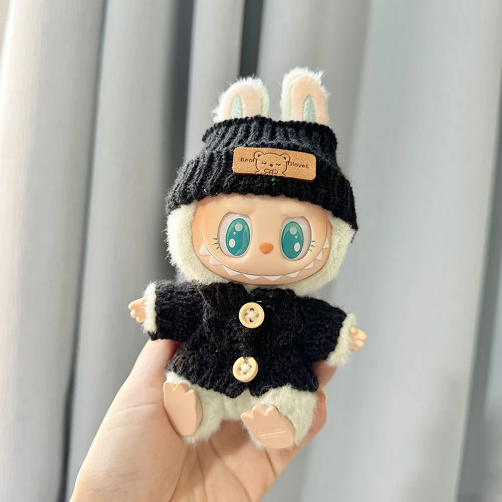 17cm Mini Plush Doll'S Clothes Outfit Accessories for Korea Kpop Exo Labubu Idol Flower Shirt Leather Jacket Skirt Clothing Gift