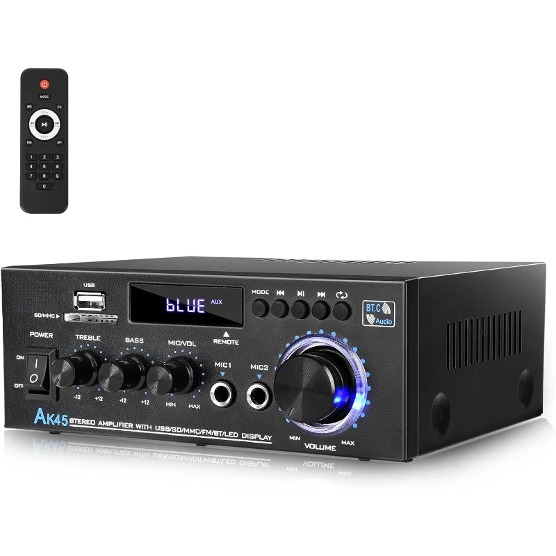 AK45 Stereo Audio Amplifier,Rated Power 40W Home 2 Channel Wireless Bluetooth 5.0 Power Amplifier System, Home Amplifiers