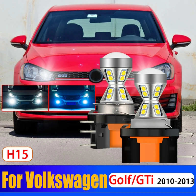 2x Car Canbus H15 LED DRL Front Signal Day Light Bulbs Auto Daytime Running Lamp For Volkswagen Golf MK7 GTi 2010 2011 2012 2013