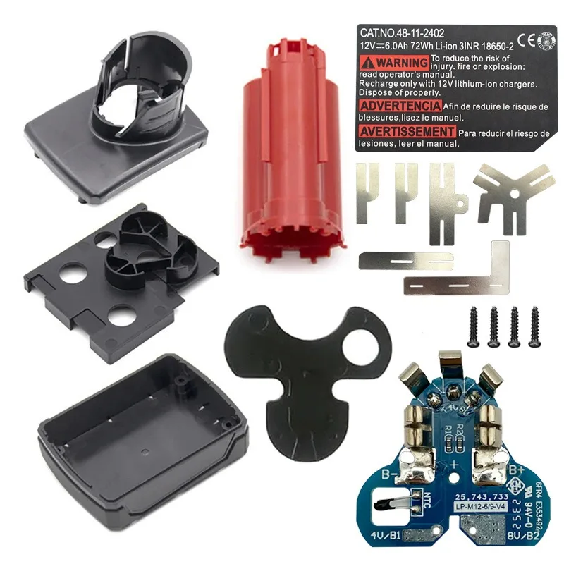 For Milwaukee 48-11-2411 M12 Li-ion Battery M12 12V 3Ah 4Ah Battery Plastic Case (no Battery Cell ) PCB Circuit Board
