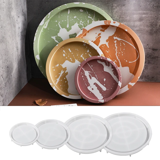 Okrągła taca cementowa formy silikonowe DIY Handmade okrągłe formy do płytek do przechowywania gips beton żywica Coaster forma odlewnicza Home Decor