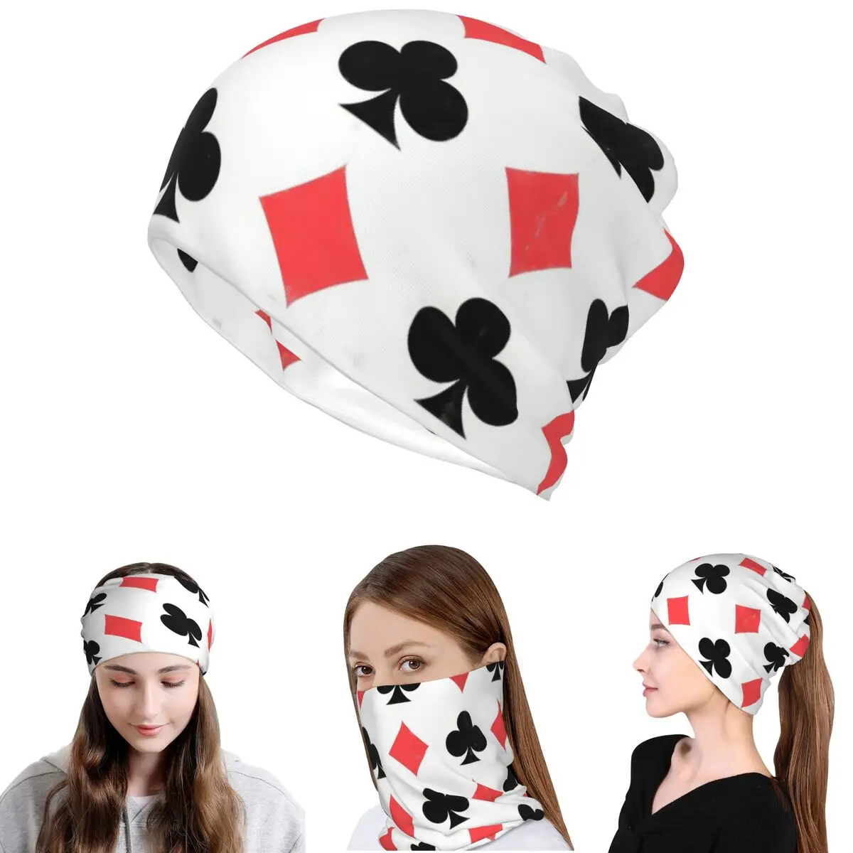 

Poker Card Pattern Clubs And Diamonds Bandana Neck Gaiter Wrap Scarf Multifunction Balaclava Beanies Hat Unisex Adult Windproof