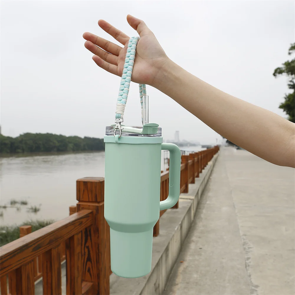 Hand-woven For 40oz Water Bottle Handle Cup Food Grade Thickened Silicone Ring For Stanley Sports Water Cup Strap Accessories