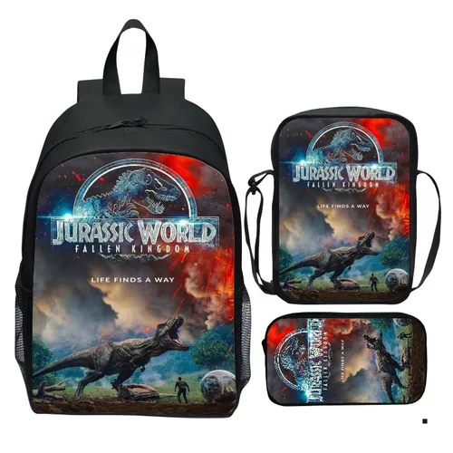 Imagen 1 del producto Mochila con estampado de dinosaurios y animales, bonita mochila jurásica de dibujos animados, bolso de hombro pequeño, estuche para lápices