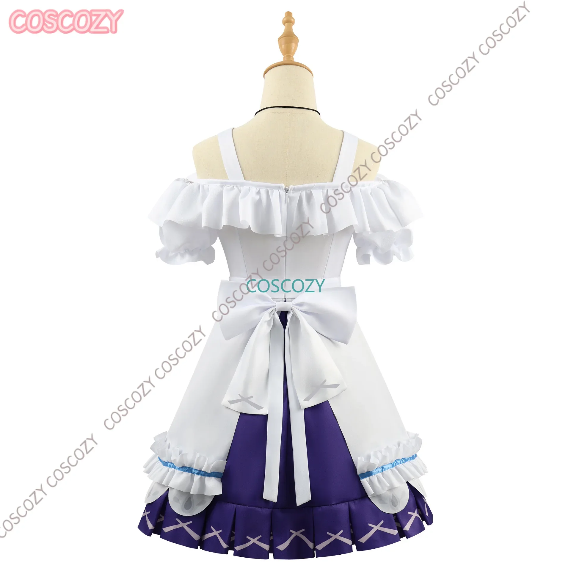 Juego Genshin Impact Young Clervie Cosplay disfraz peluca pajarita + diadema + vestido + adorno traje de Halloween para adulto