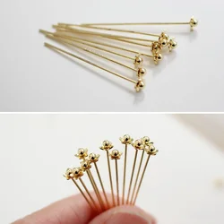 10PCS 18K Real Gold Plated Copper Flower T Pin DIY Handmade Earring Base Material Accessories Jewelry Findings