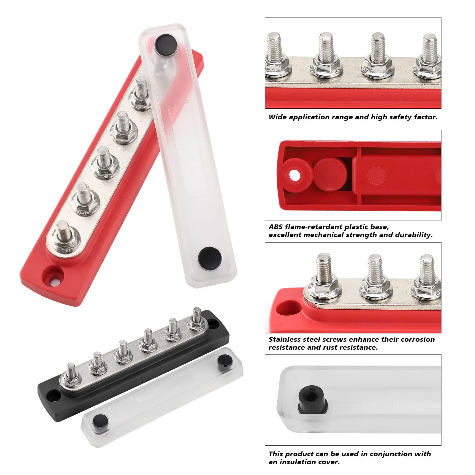 

Power Distribution Block 48V 150A Bus Bar Terminal Block 6 x M6 Terminal Studs Marine BusBar With Cover For Marine Boat Truck RV