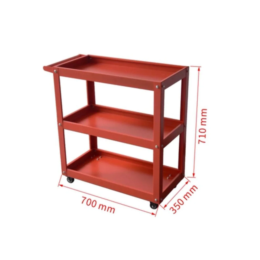 Carrello portautensili a tre strati in acciaio per parti di automobili per riparazione automobilistica e officina piccolo carrello per impieghi