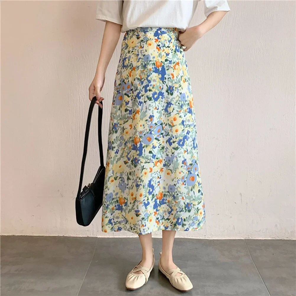 

Club Daily As Pictures Show A line Pleated Skirt Long Skirt Casual Style Drawstring Waist Elastic Waistband Regular Length