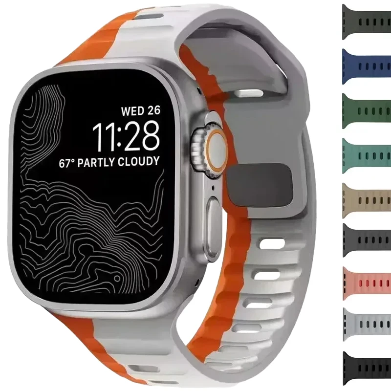 Tali silikon lembut untuk jam tangan cerdas Apple, tali silikon lembut untuk jam tangan cerdas Apple, gelang Ultra 2 49mm, 44mm, 45mm, 42mm, 41mm, 42mm, gelang olahraga, iwatch Serise 5 6 7 8 9