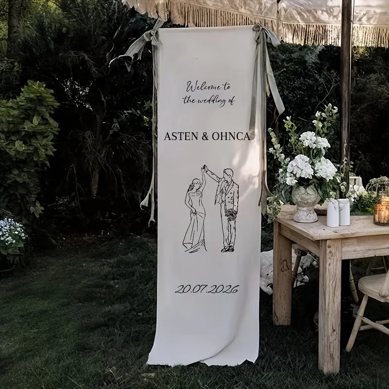 1pc Personalized Wedding Banner with Your Design for Dancing Backdrop,Ideal for Weddings, Receptions, Photo Background.No Ribbon