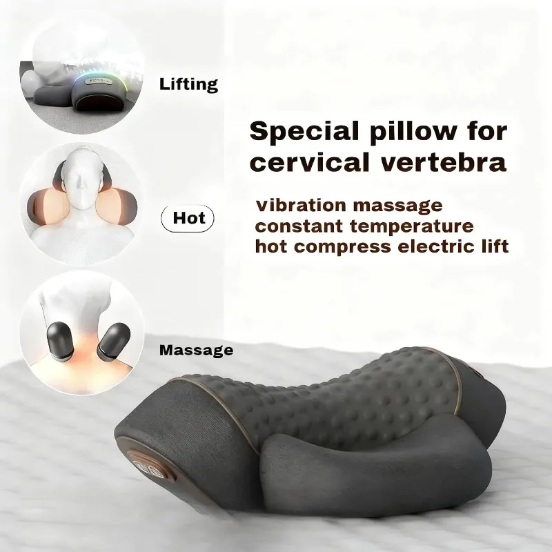 3-in-1 Neck massager3-in-1 Neck Massager with Heat and Vibration, Black Memory Foam Cervical Pillow