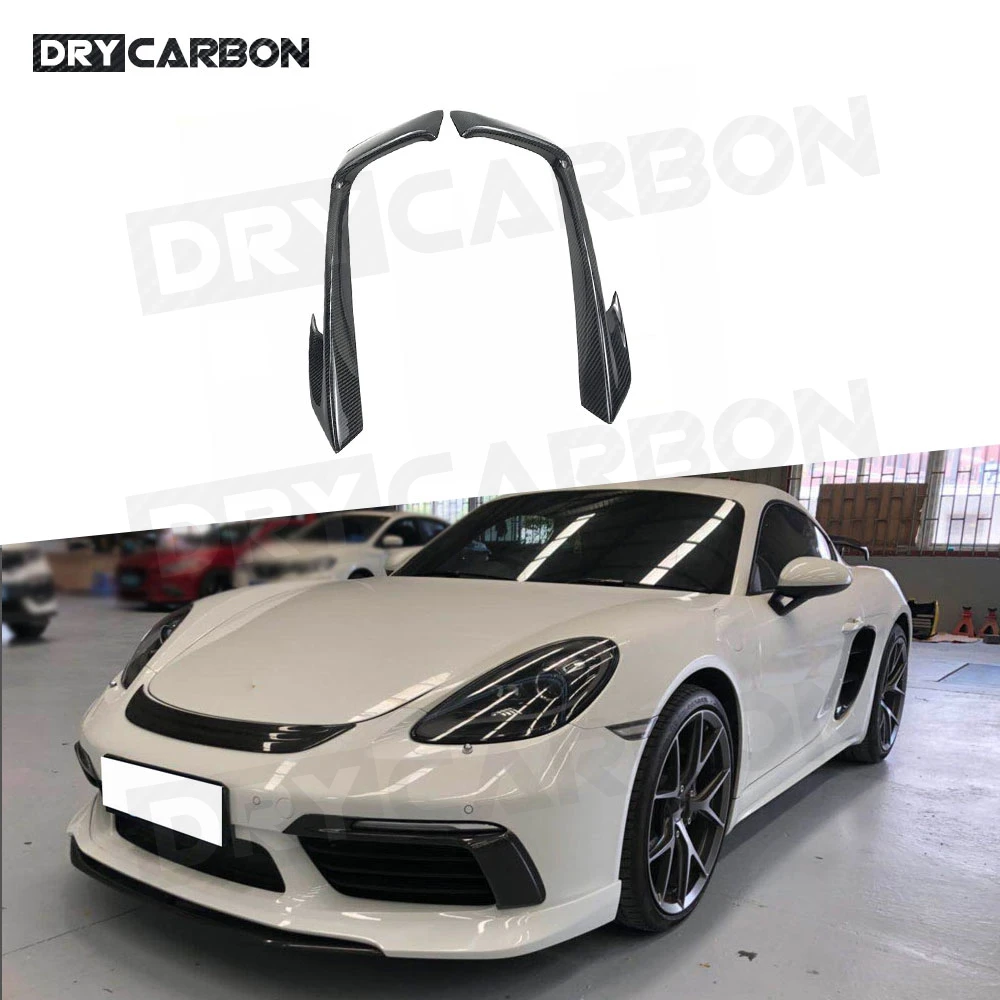 

Dry Carbon Fiber Front Fog Lamp Trims Frame Cover fit for Porsche 718 Cayman Boxster 2016-2019 Foglight Eyelids 2Pcs