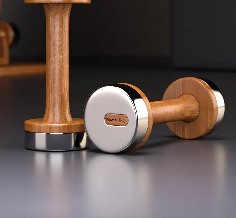 Juego de Mancuernas Ajustables de Madera y Acero para Gimnasio en Casa, Equipo de Entrenamiento de Fuerza para Hombres y Mujeres, Diseño Compacto de Fácil Almacenamiento para Brazos