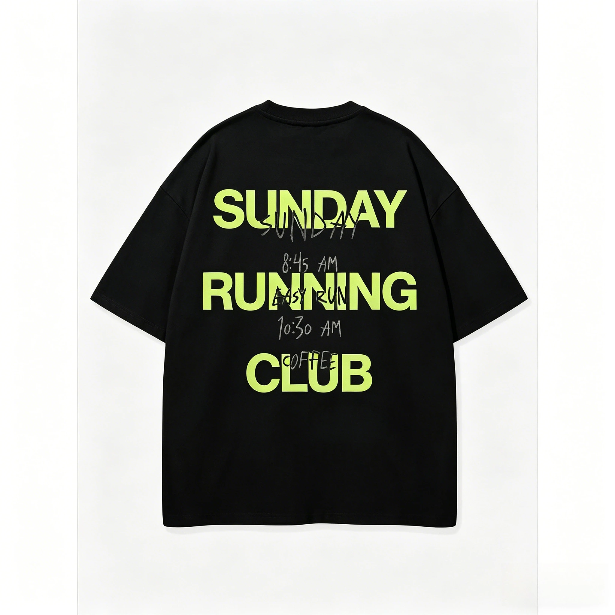 Sunday Running Club T-Shirt Unisex Easy Run Coffee Schedule Grafik-T-Shirt Streetwear Übergroßes, kurzärmliges, lässiges Oberteil