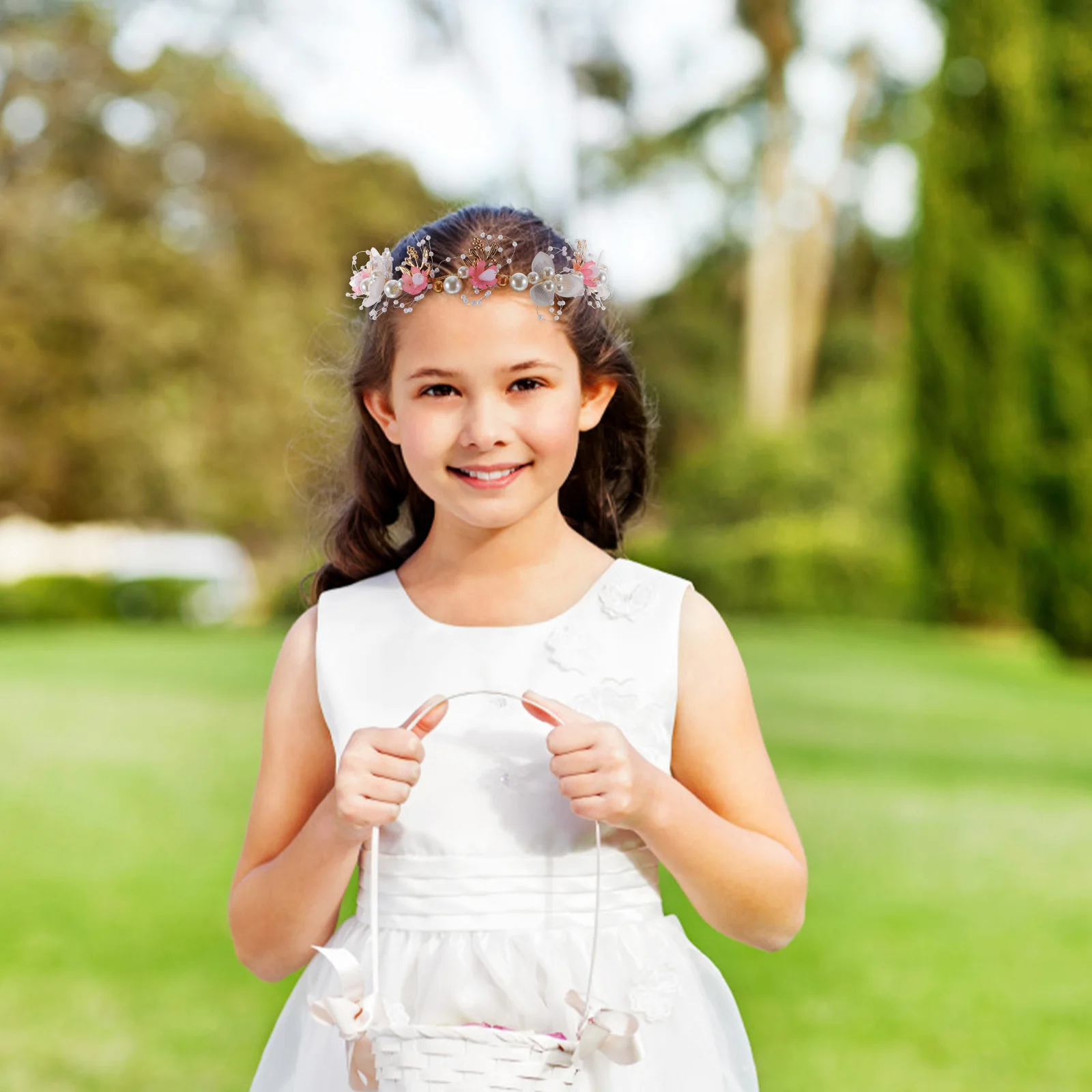 

1pcs Pearl Headband For Flower Headpiece Lightweight Wedding Bridal Hair Accessory Crown Prom Birthday Flower