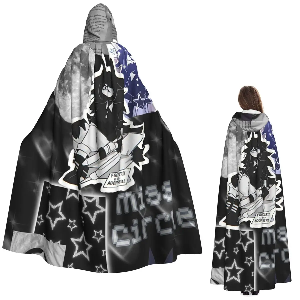 

Miss Circle Game Long Hooded Cloak Witch Medieval Costume Cosplay Cape HalloweenCoat Adult Unisex