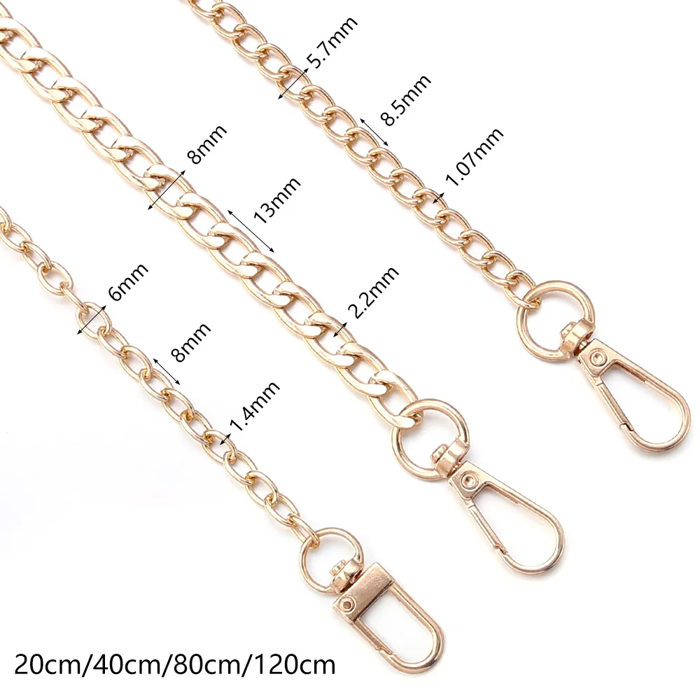 1 Strip 20-120cm Metal Aluminum Replacement Bag Chain Women Shoulder Strap for Bags Replace Crossbody Chain Bag Accessories