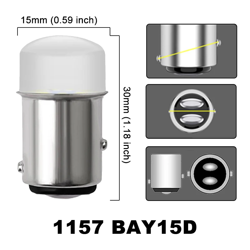 차량 역방향 브레이크 주차 백업 전구, 1156 LED 전구, 방향 지시등, 12V 7000K 흰색, P21/5W BAY15D 1157 P21W BA15S, 2/6/10 PCs