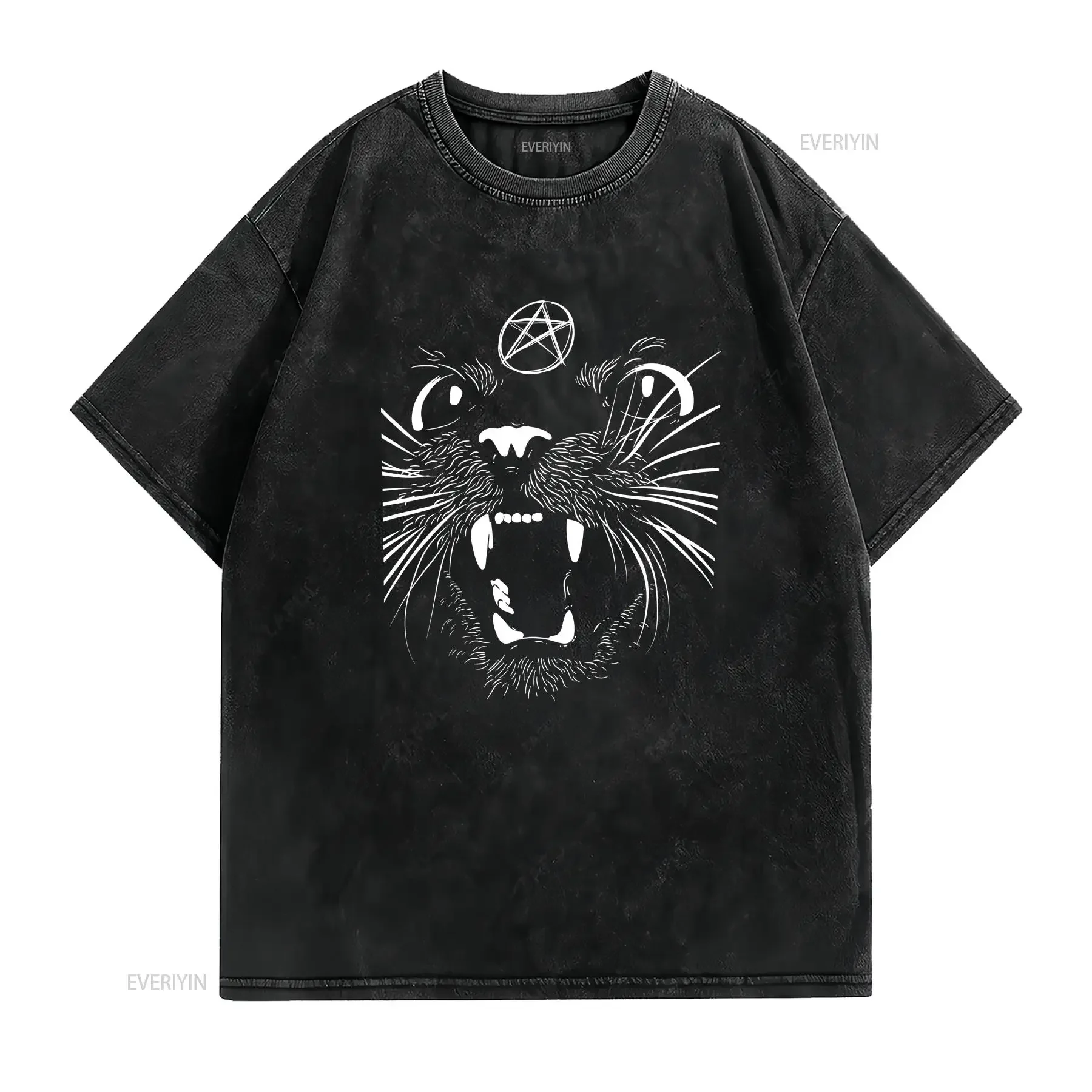 Black Sassy Cat T Shirt Witchy Witch Clothing Wicca Wiccan unisex vintage Washed graphic fashion Soft Breathable Stylish
