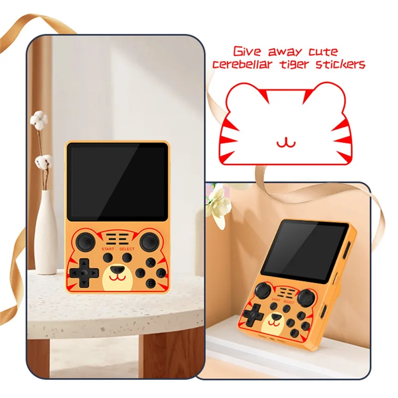 RGB20S Retro Game Console 16G+128G 3.5 Inch IPS Screen Handheld Video Game Console Open Source System(Yellow)