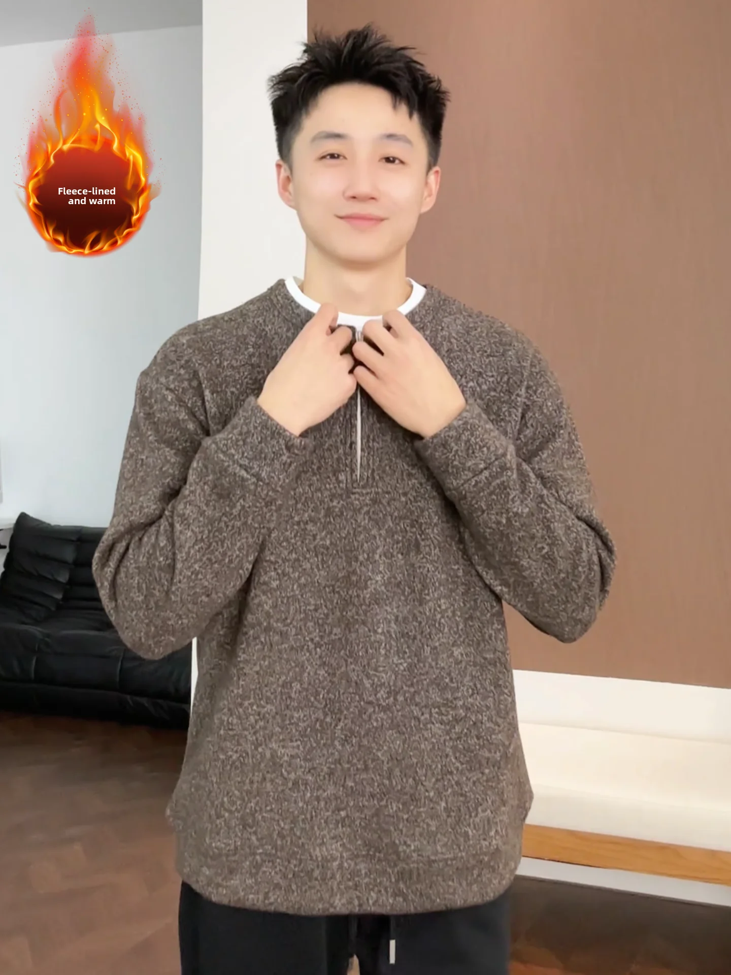 

Мужская модная толстовка на молнии с начесом, круглый вырез, новая зимняя коллекция, универсальная повседневная одежда, приталенный крой