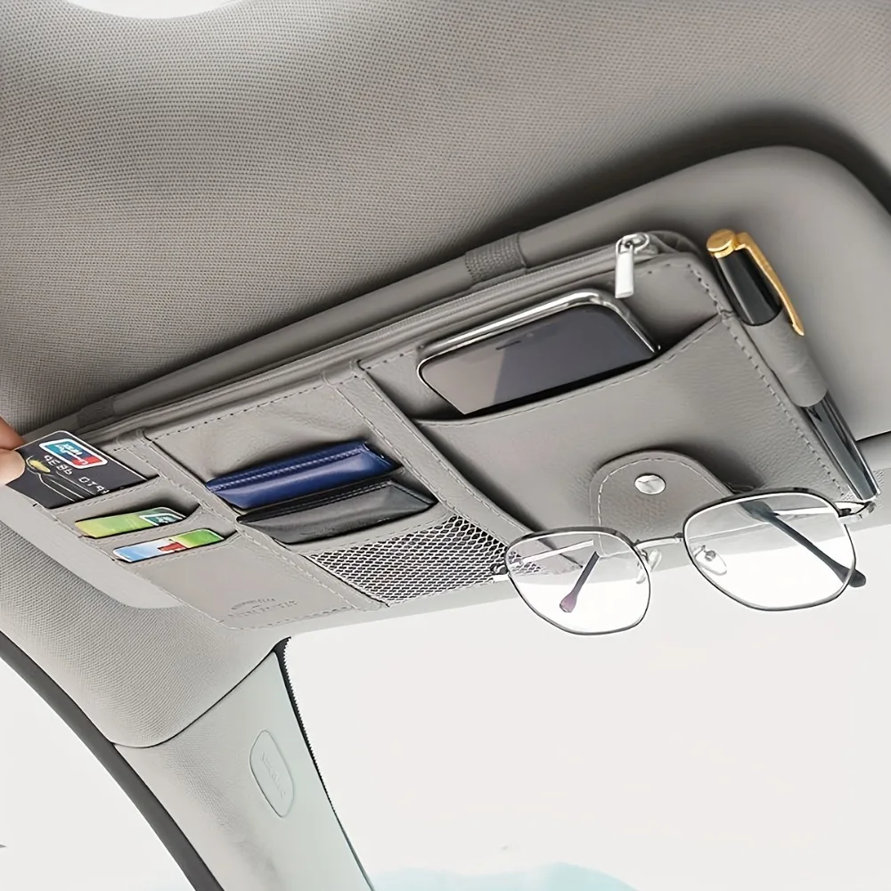 Car Truck SUV Storage Pouch Holder, with Multi-Pocket Net Zipper Car Visor Organizer Auto Interior Accessories